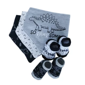 Snuggletime 5-Piece Gift Set (3 Bandana Bibs & 2 Socks)